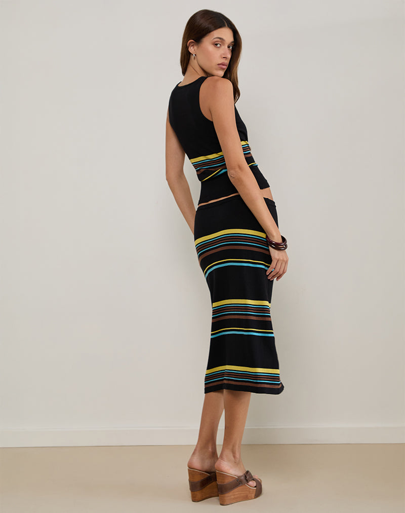 Imagen de Natcha Vest Top en negro con rayas marrones y azules