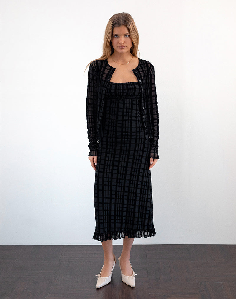 Imagen del vestido Nateda de cuadros tonales Flock Negro
