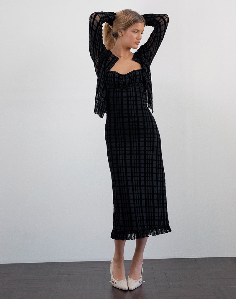 Imagen del vestido Nateda de cuadros tonales Flock Negro