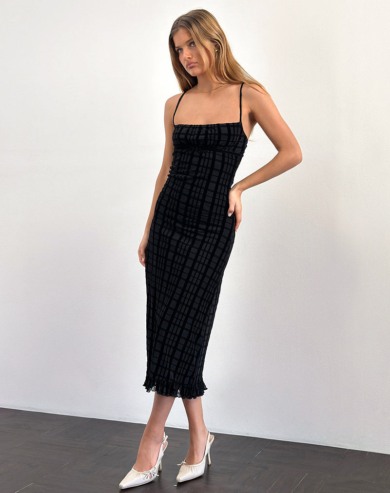 Imagen del vestido Nateda de cuadros tonales Flock Negro