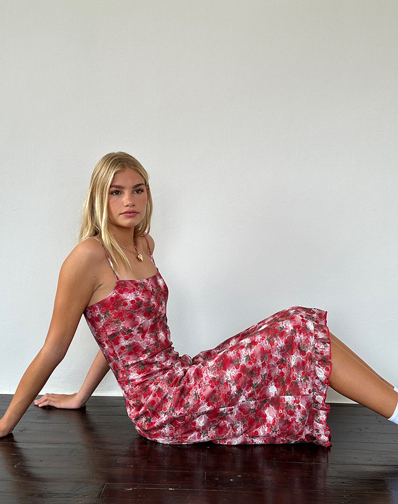 Imagen de Nawari Vestido midi de encaje estampado Cereza