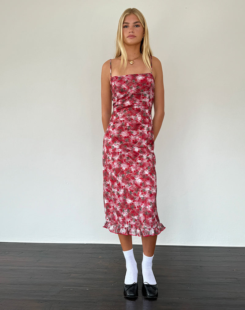 Imagen de Nawari Vestido midi de encaje estampado Cereza