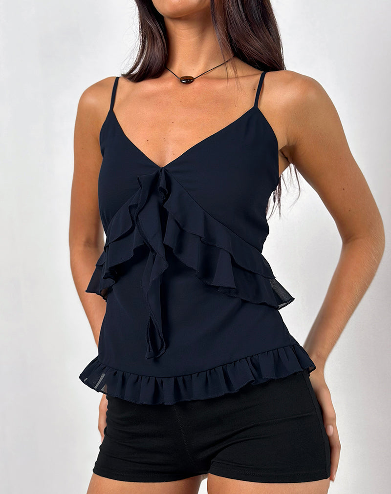 Nehla Cami Top de gasa azul grafito