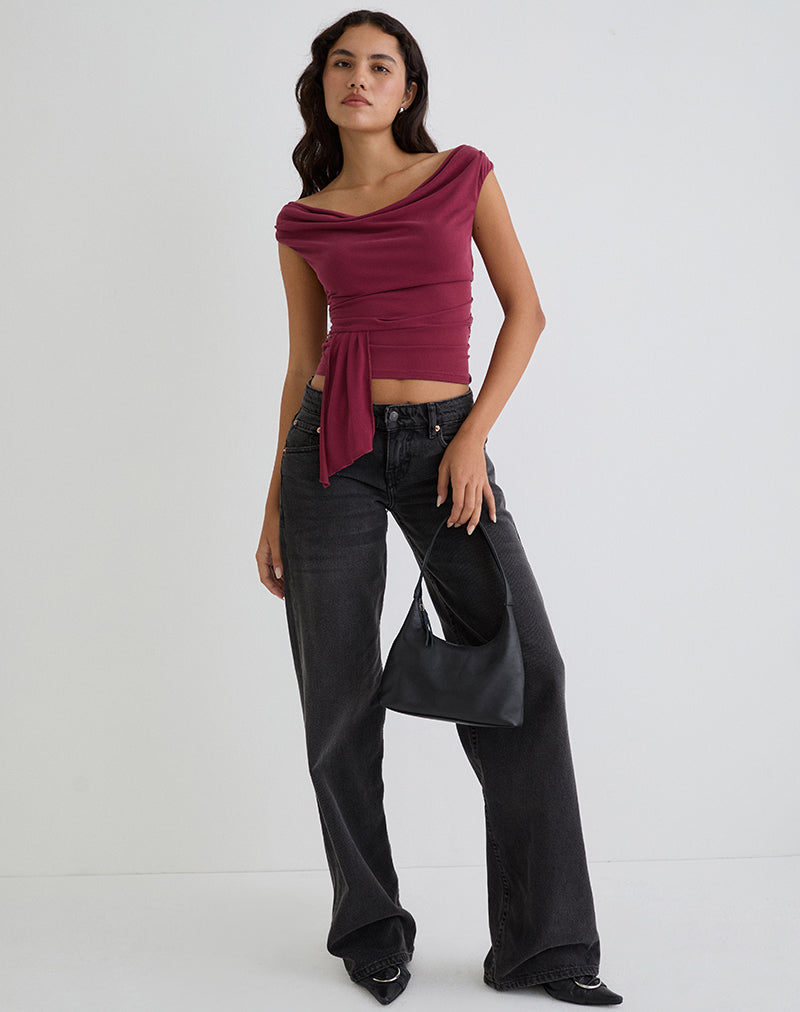 Imagen de Neida Drape Top en Cupro Borgoña