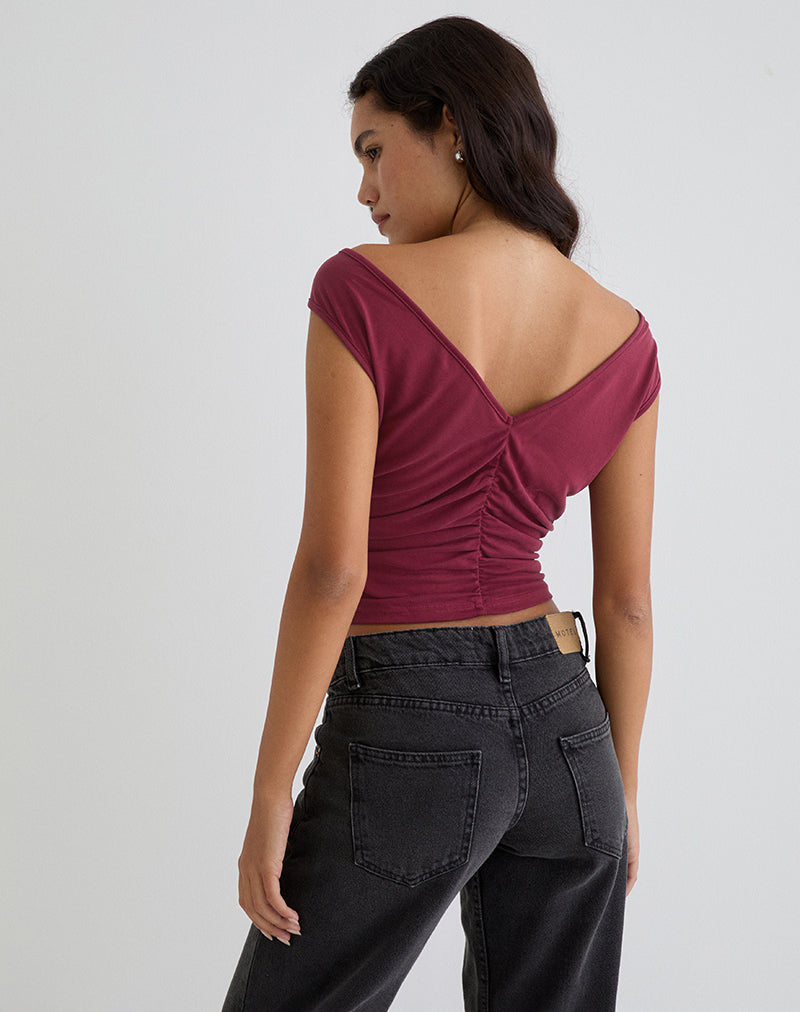 Imagen de Neida Drape Top en Cupro Borgoña
