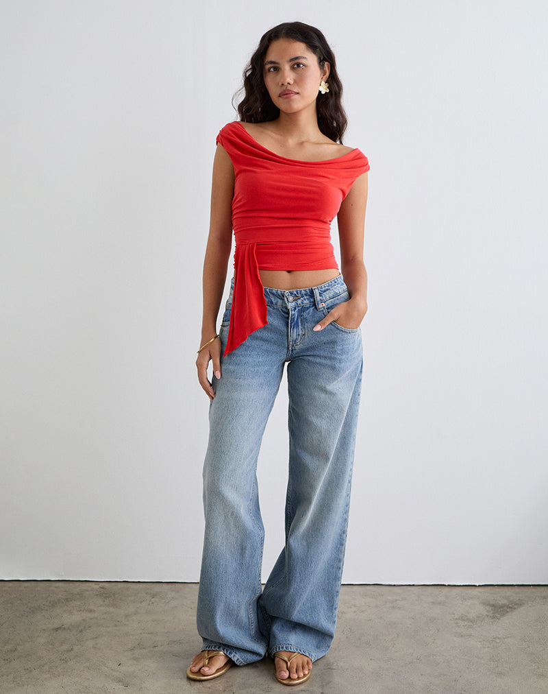 Imagen de Neida Drape Top en Cupro Rojo