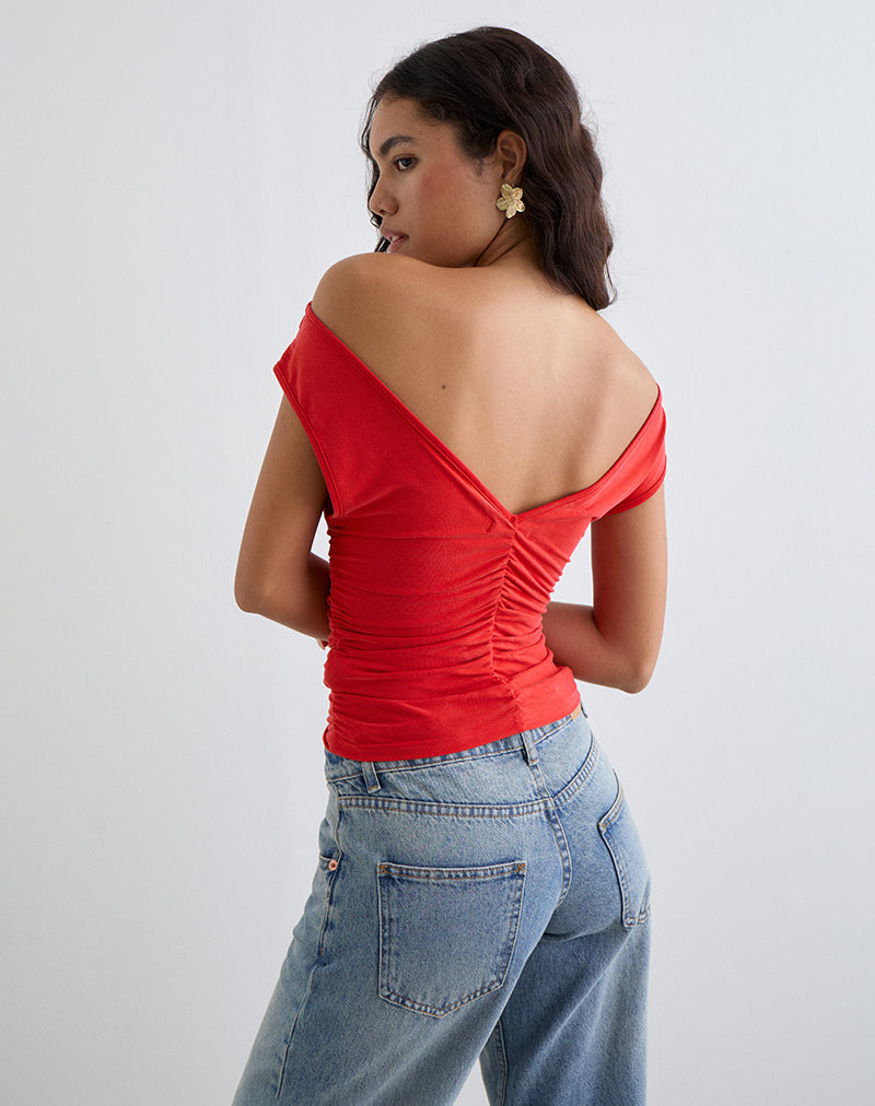 Imagen de Neida Drape Top en Cupro Rojo