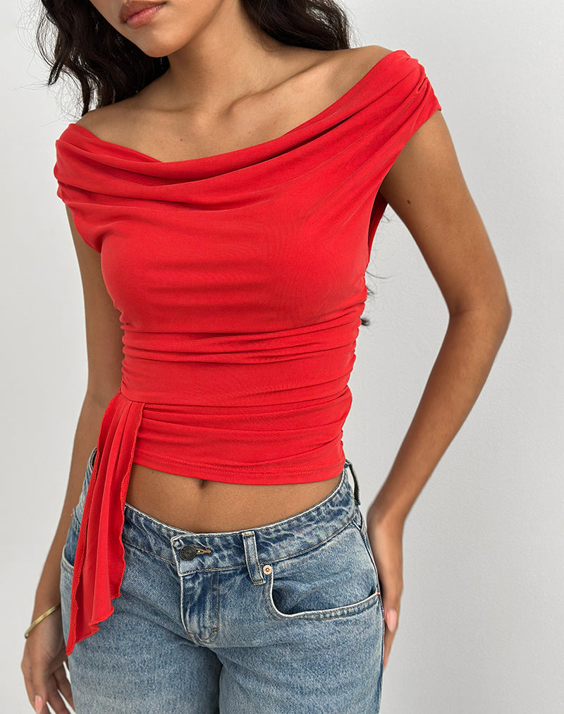 Imagen de Neida Drape Top en Cupro Rojo