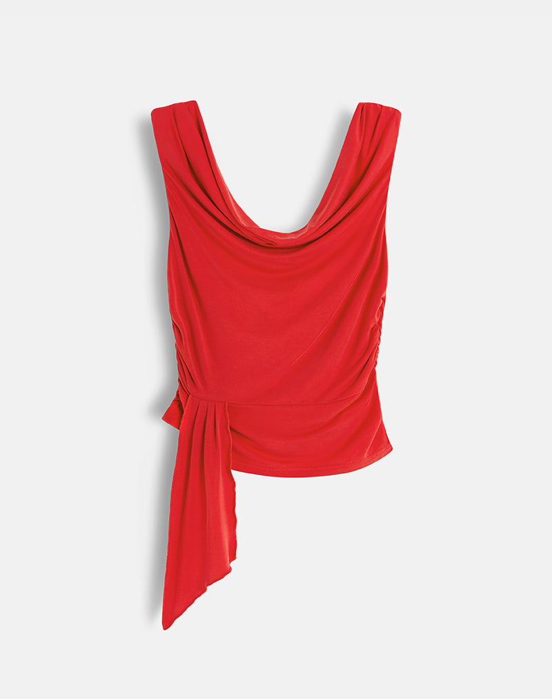 Imagen de Neida Drape Top en Cupro Rojo