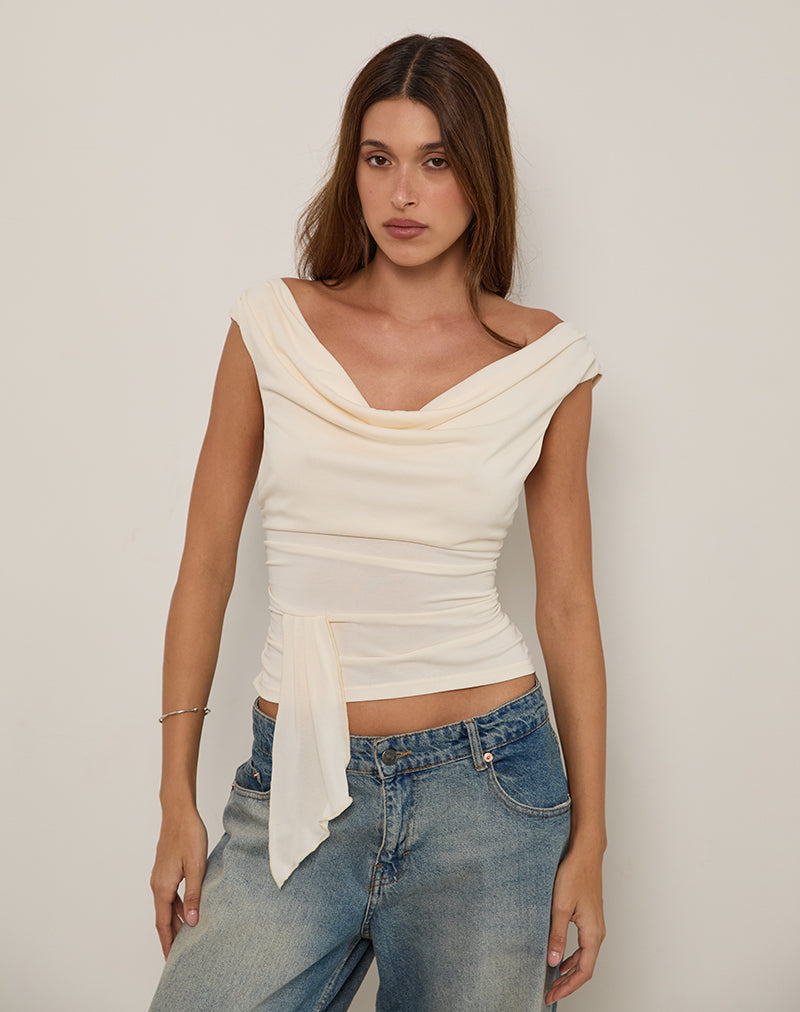 Imagen de Neida Drape Top en Cupro Crema
