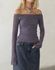 Imagen de Neira Top Bardot de manga larga en punto texturizado Ocean Storm