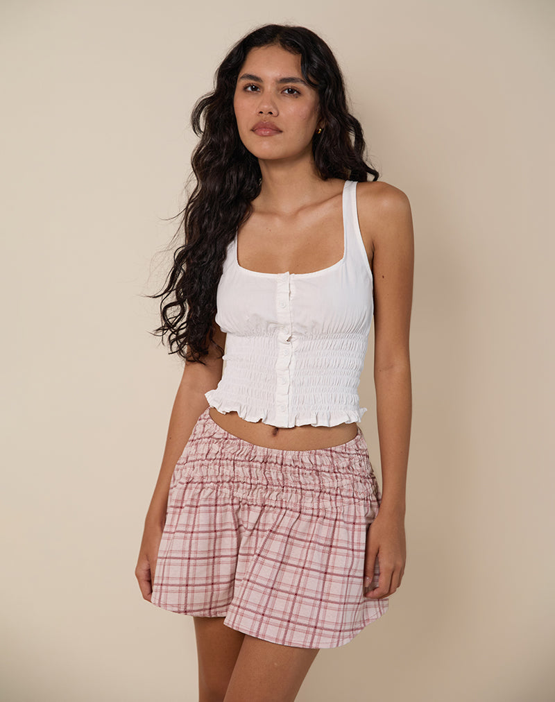 Minifalda Nelesi en Basic Tartan Rosa