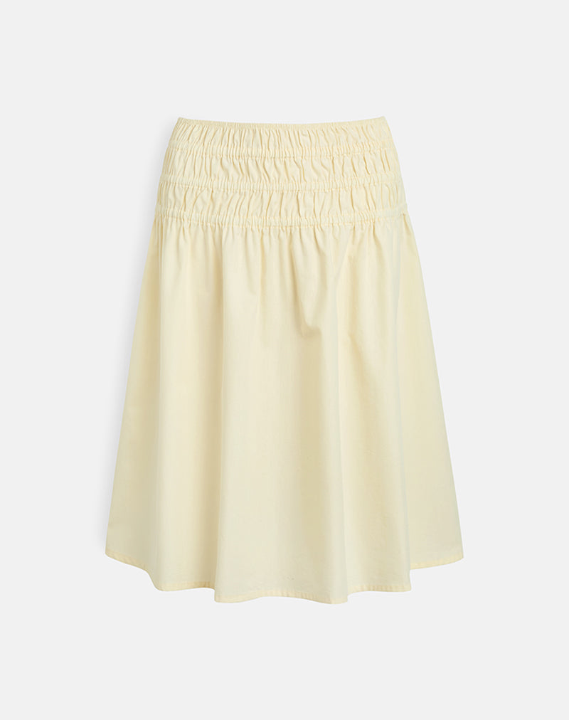 Neleta Falda Midi en Popelín Limón