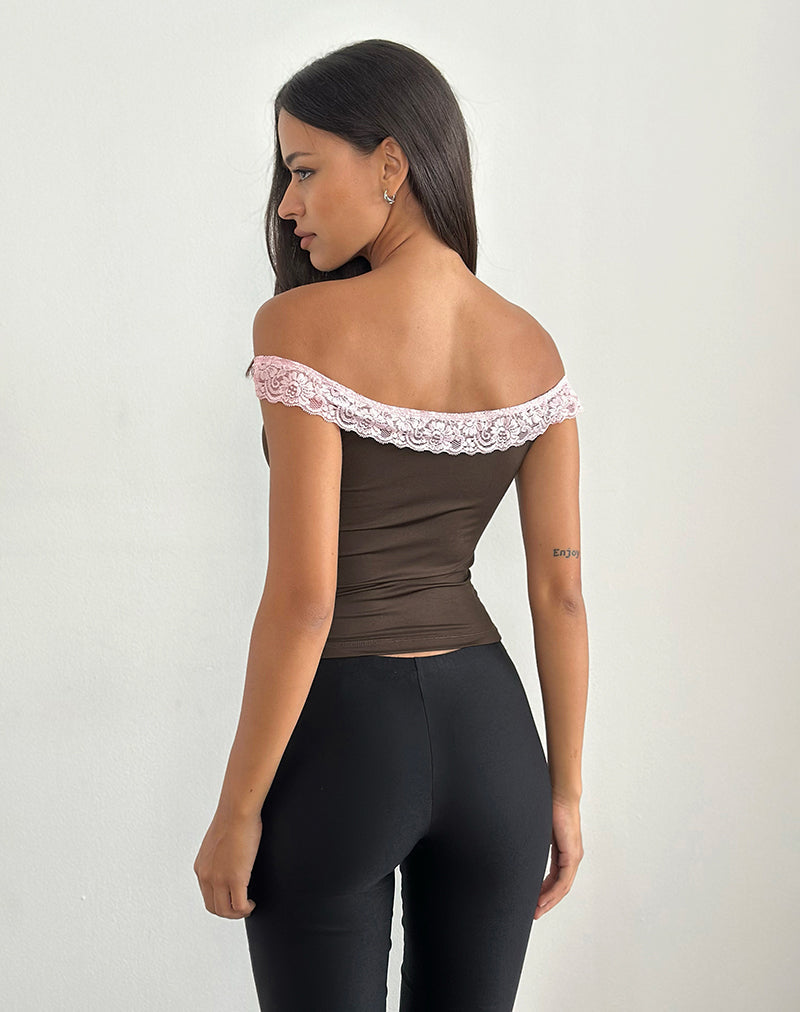 Imagen de Nesel Top en Encaje Marrón Slinky Rosa