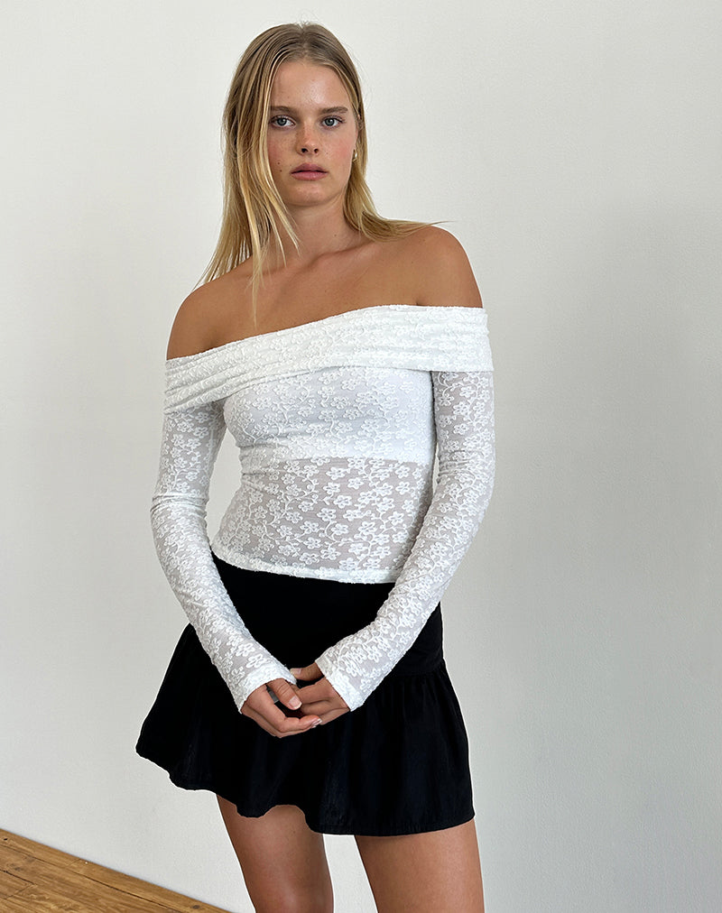 Top Nesta Bardot en Malla Quemada Marfil