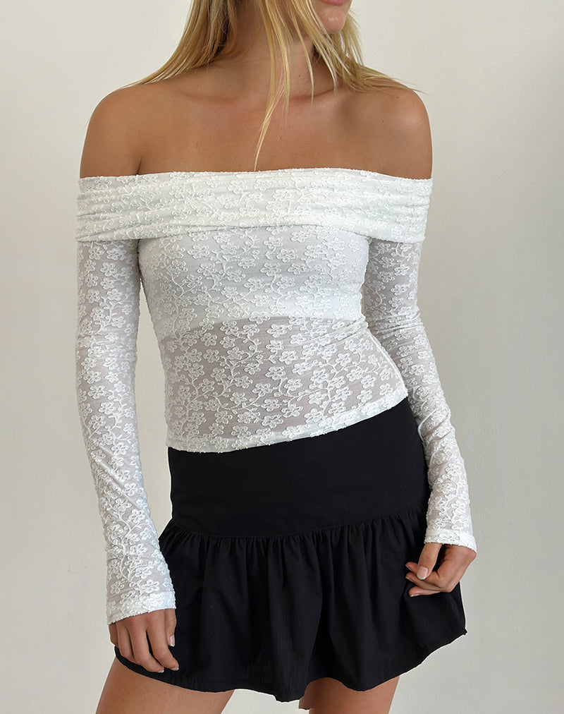 Top Nesta Bardot en Malla Quemada Marfil