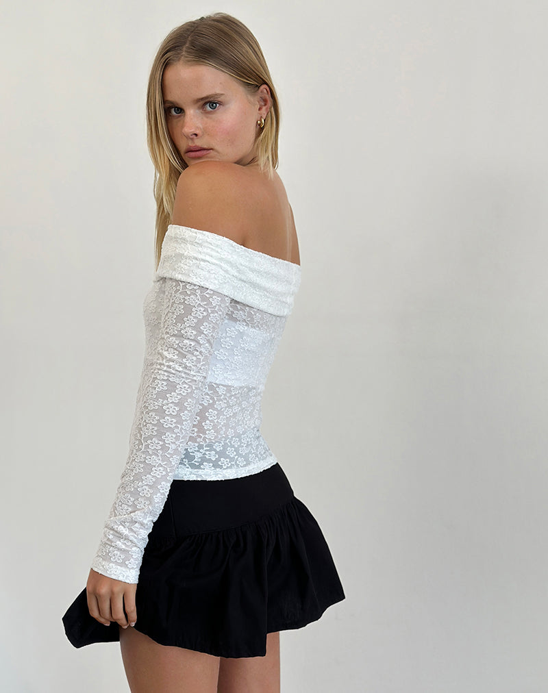 Imagen de Nesta Bardot Top en Malla Burnout Marfil