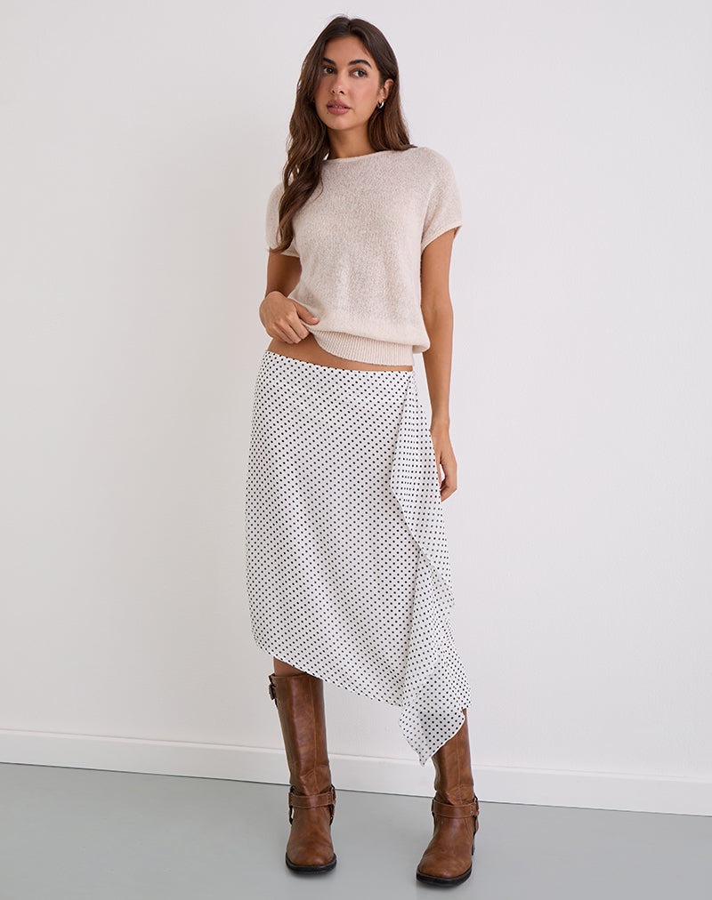 Imagen de Neza Falda Midi en Blanco Basic Polka Negro