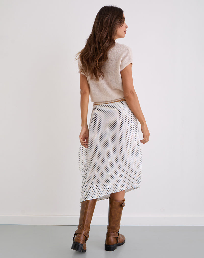 Imagen de Neza Falda Midi en Blanco Basic Polka Negro