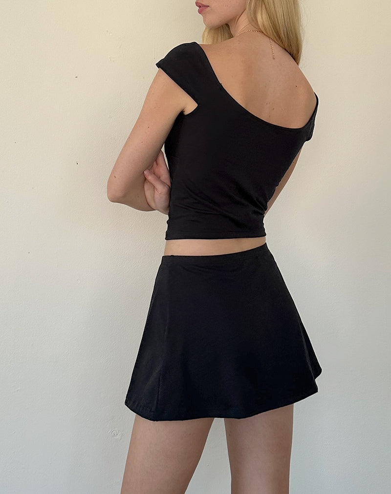 Minifalda de línea A Nidya en negro