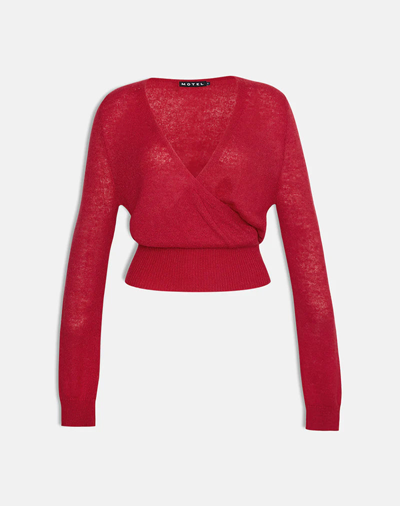 Imagen de Nilza Wrap Top de punto Rojo