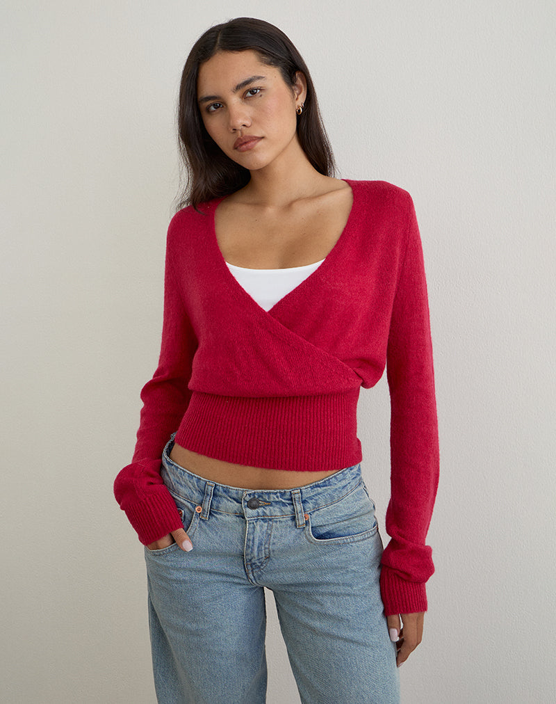 Imagen de Nilza Wrap Top de punto Rojo