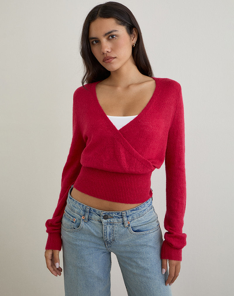 Top Nilza de punto rojo