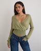 Imagen de Nilza Wrap Top de punto verde salvia