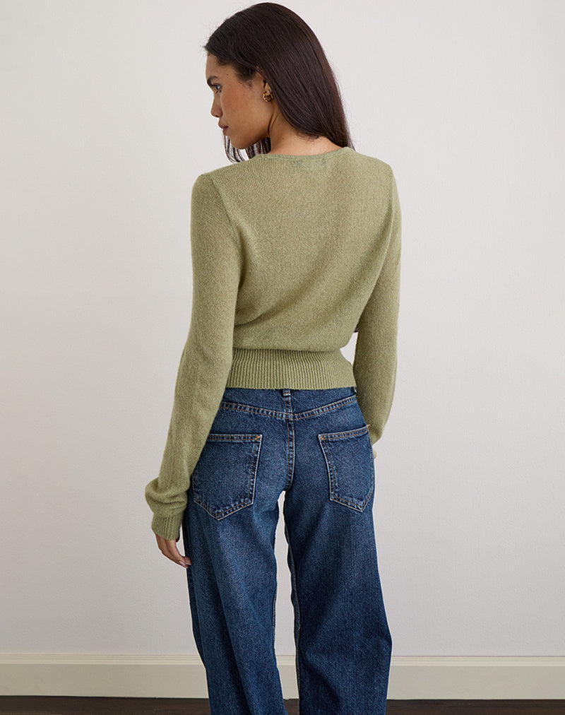 Imagen de Nilza Wrap Top de punto verde salvia