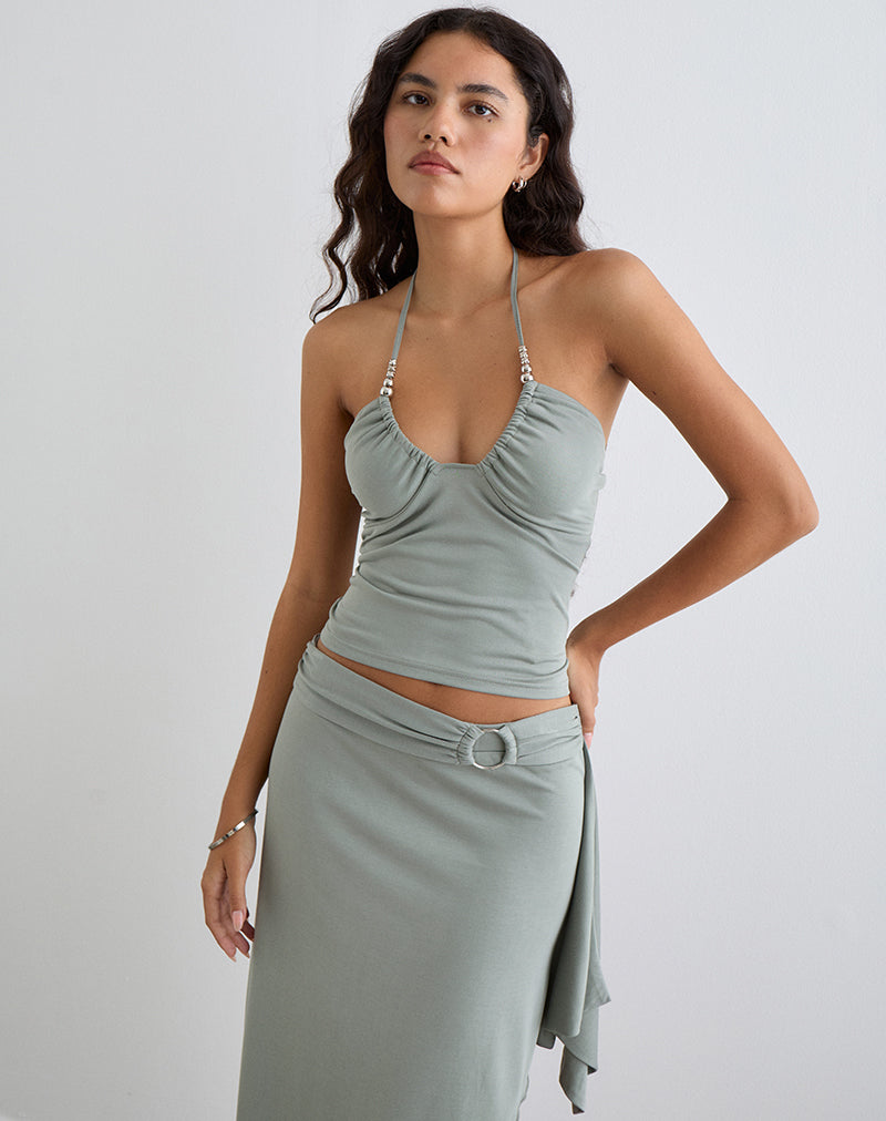 Imagen de Nina Beaded Halter Top en London Fog