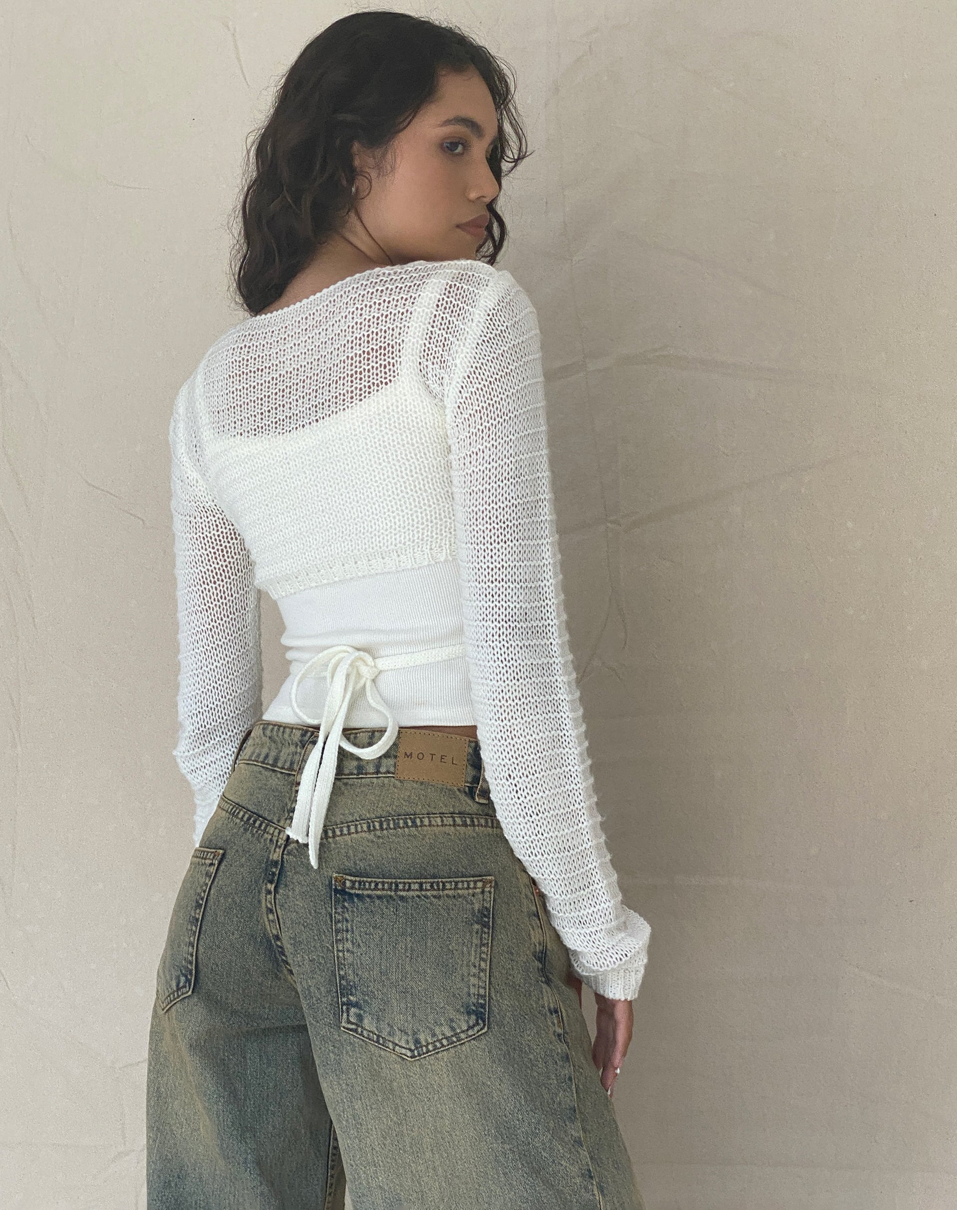 Imagen de Nocta Crop Top de manga larga en tejido de punto Marfil