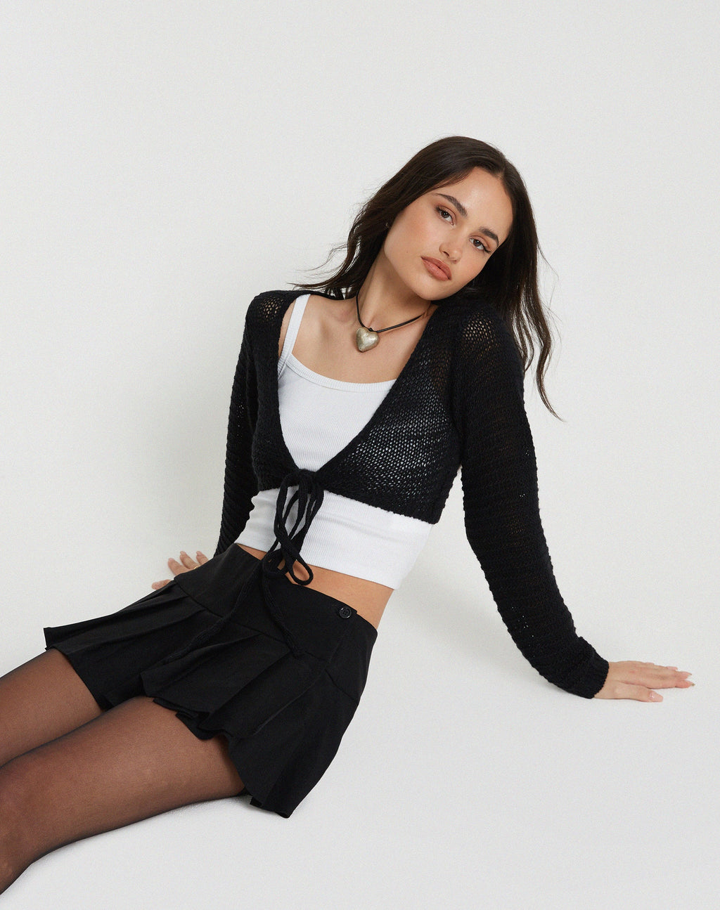 Nocta Crop Top de manga larga en tejido de punto negro