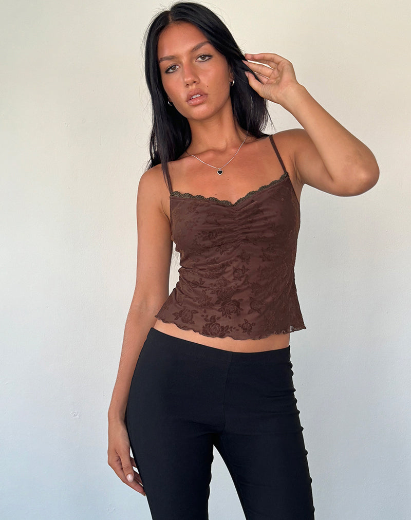 Imagen de Noira Cami Top en Rosa Romántica Flock Marrón