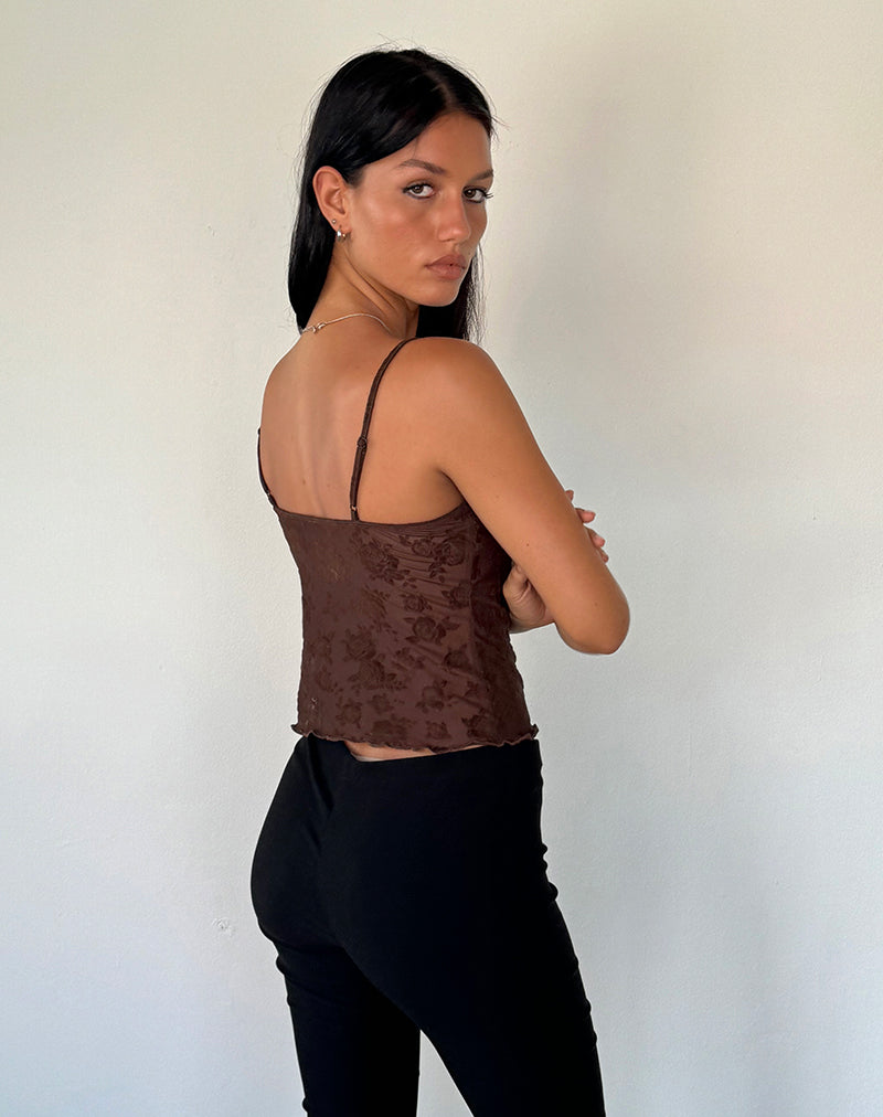 Imagen de Noira Cami Top en Rosa Romántica Flock Marrón