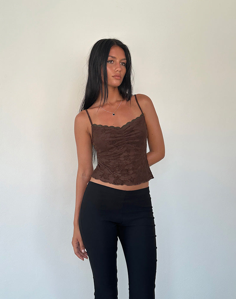 Imagen de Noira Cami Top en Rosa Romántica Flock Marrón