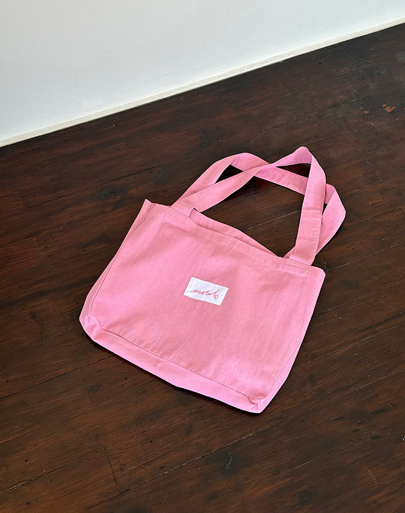 Imagen de Nola Tote Bag en Rosa Flamingo con Bordado Motel Love