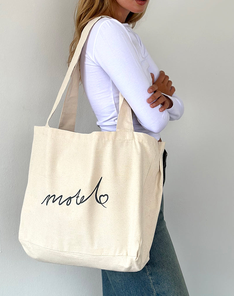 Totebag Nola en blanco roto con estampado Motel
