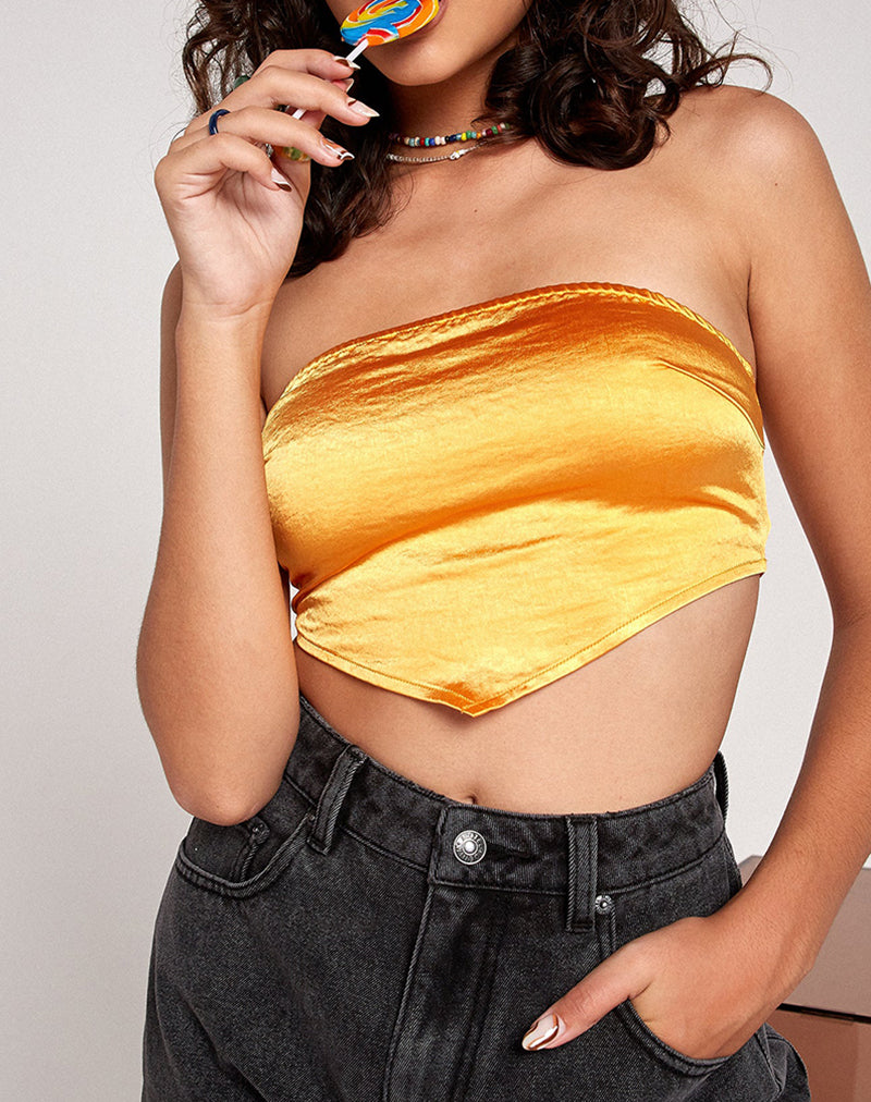 Imagen de Nolda Crop Top de satén Mandarina