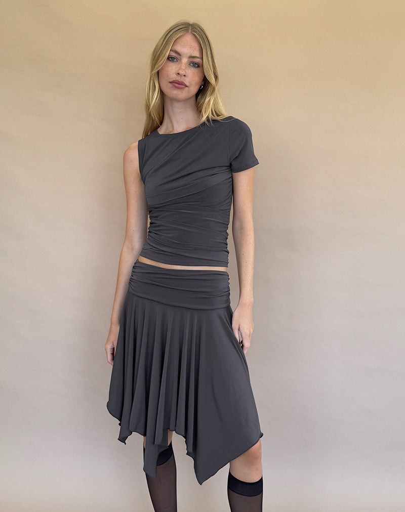 Norali Falda Midi en Cascada Gris