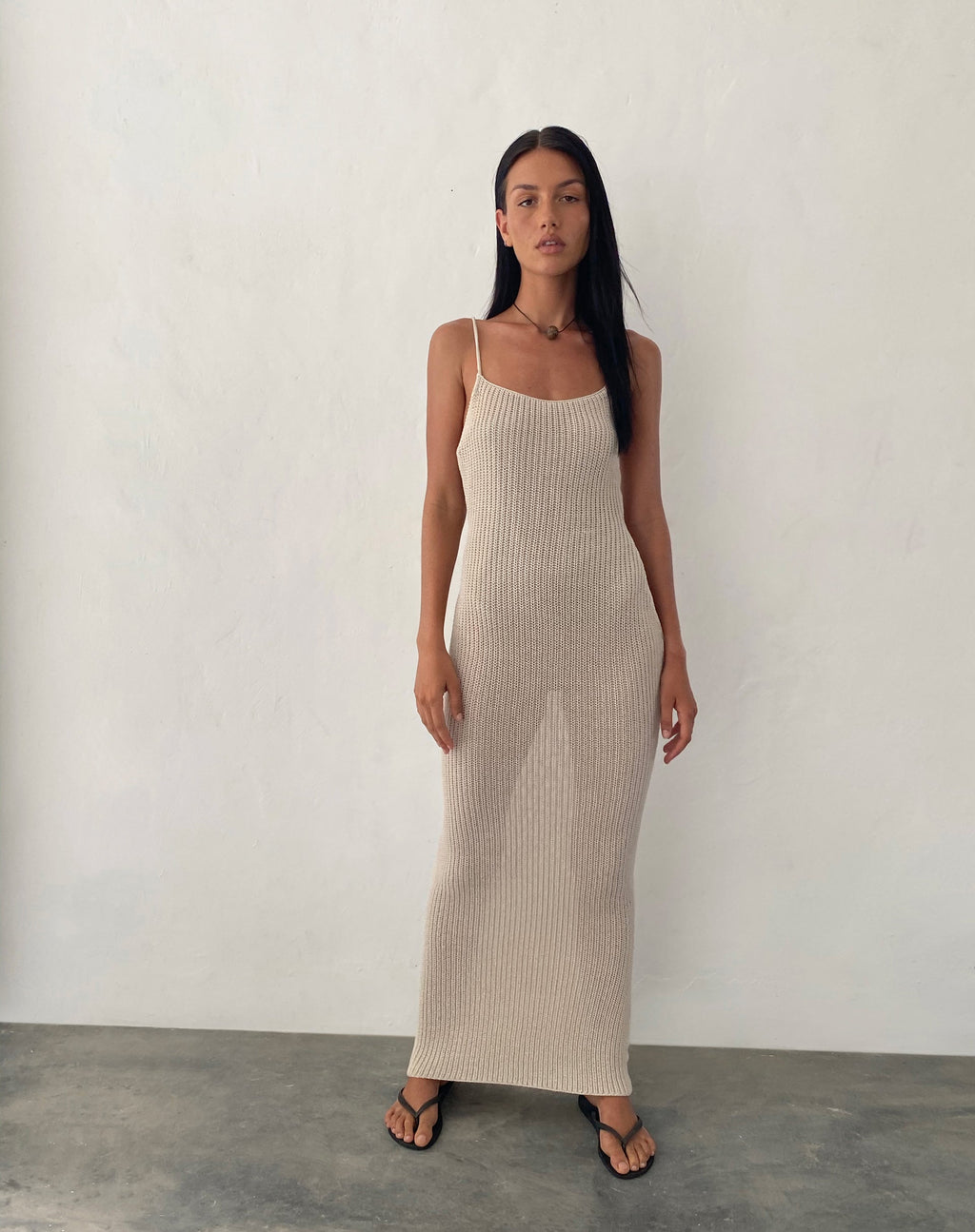 Maxi Vestido de Punto Norila en Neutro