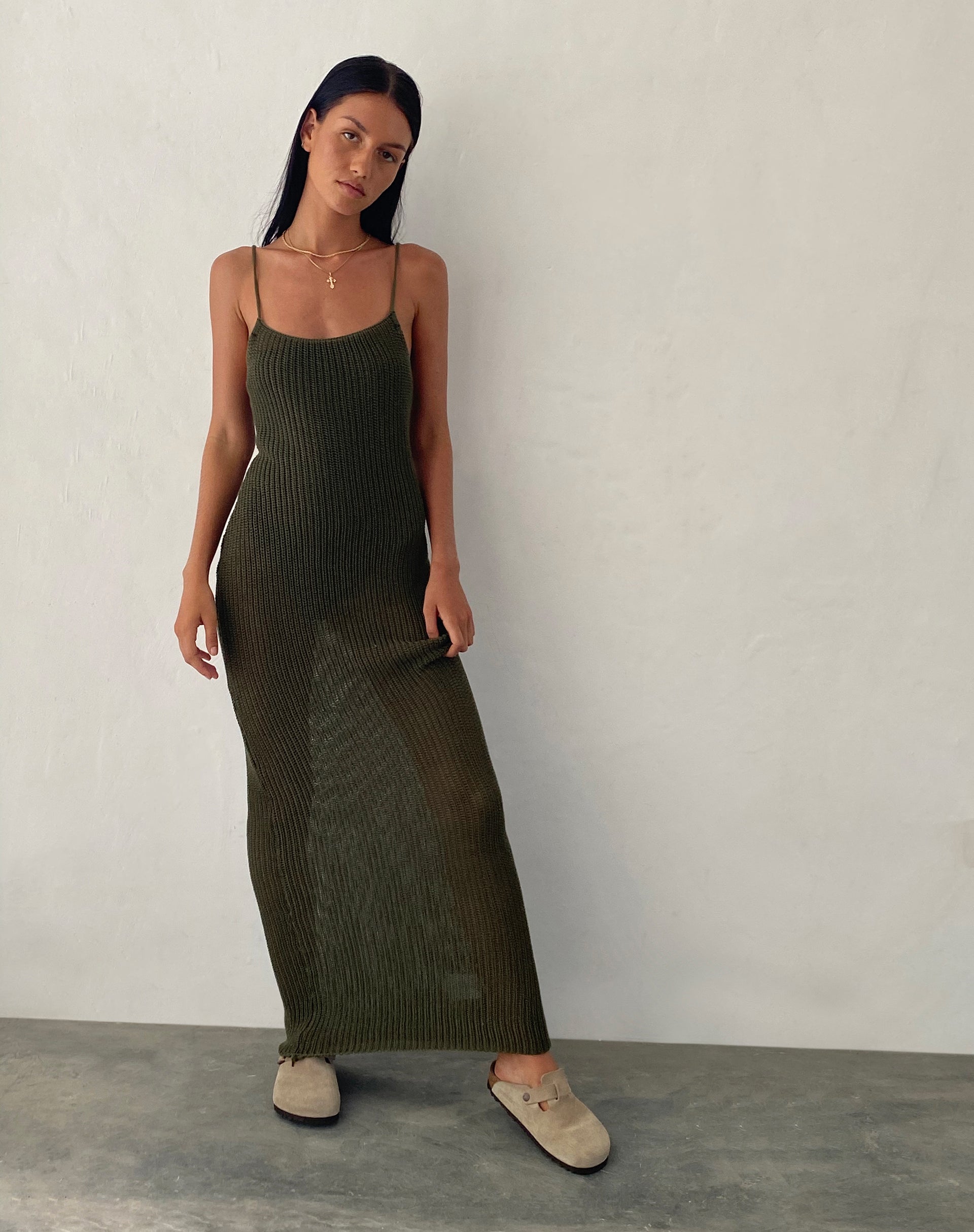 Imagen de Norila Maxi Vestido de Punto en Oliva
