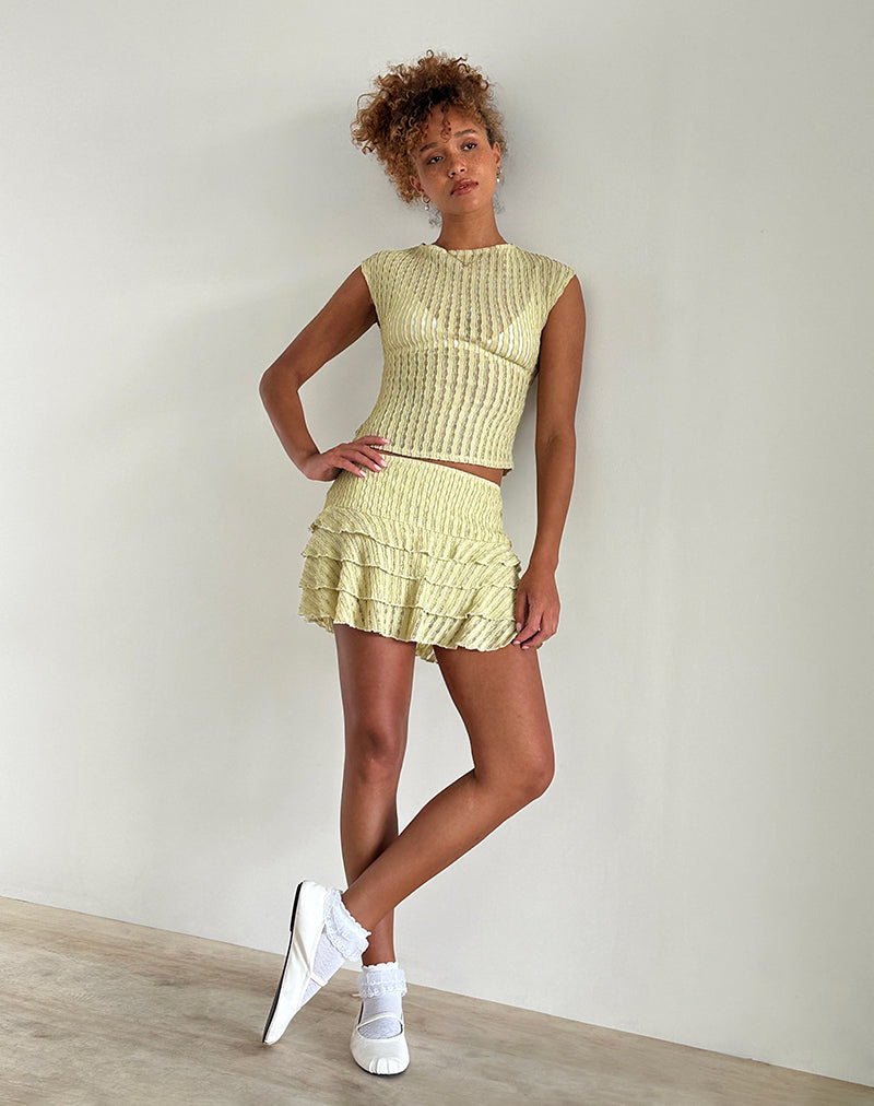 imagen de Carlota Minifalda en Crinkle Sage