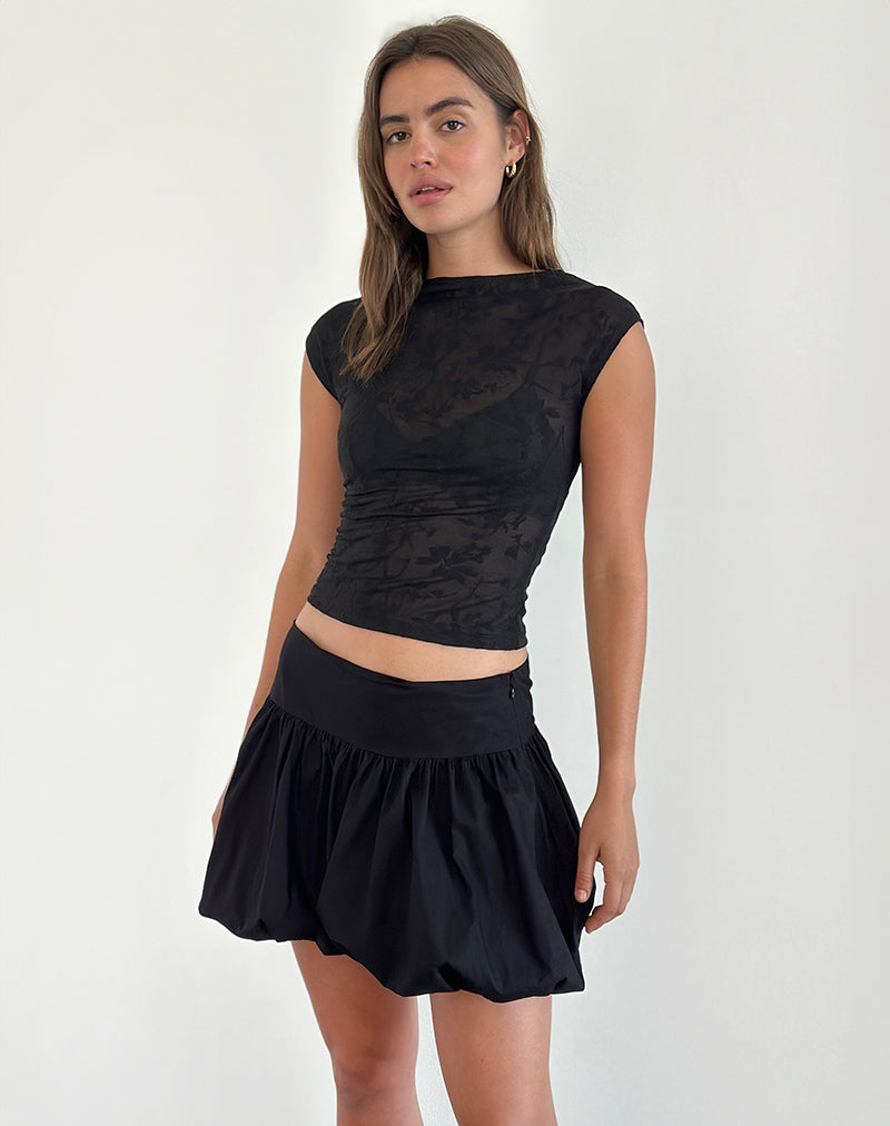 Imagen de Nova Top en malla de flores Negro