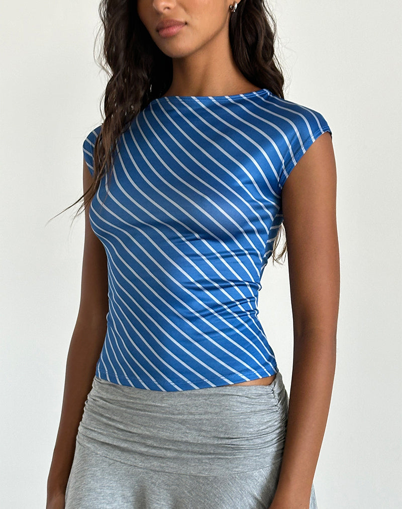 Imagen de Nova Slinky Top en raya diagonal azul