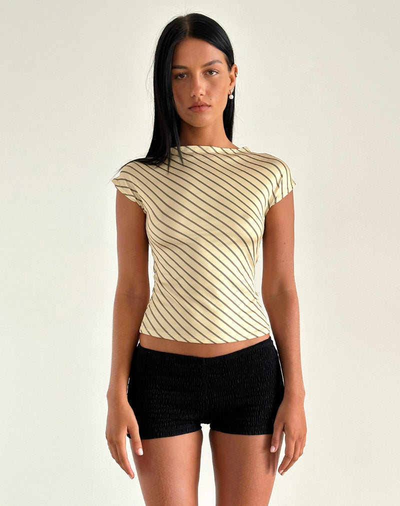 Nova Slinky Top de rayas diagonales amarillas