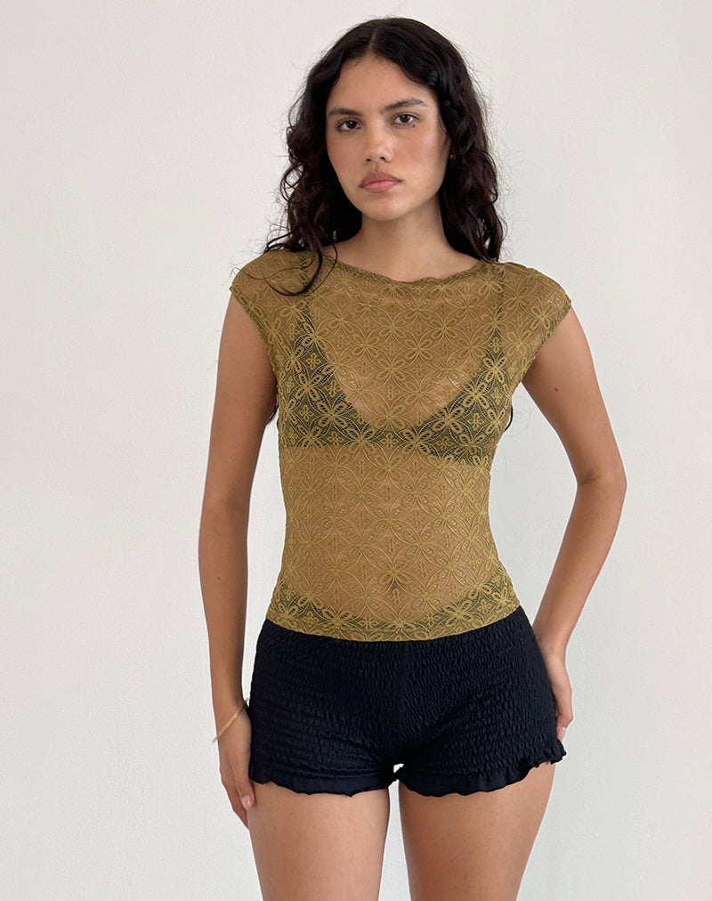 Nova Top en verde musgo texturizado