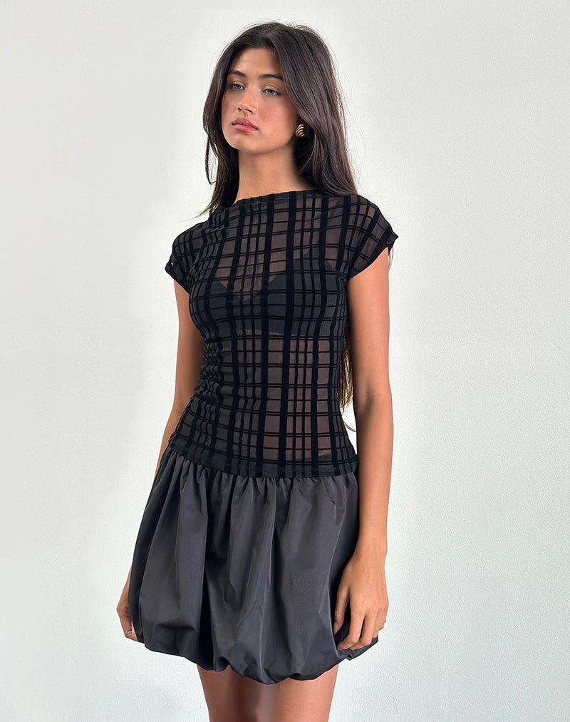 Imagen de Nova Top en Tonal Check Flock Negro