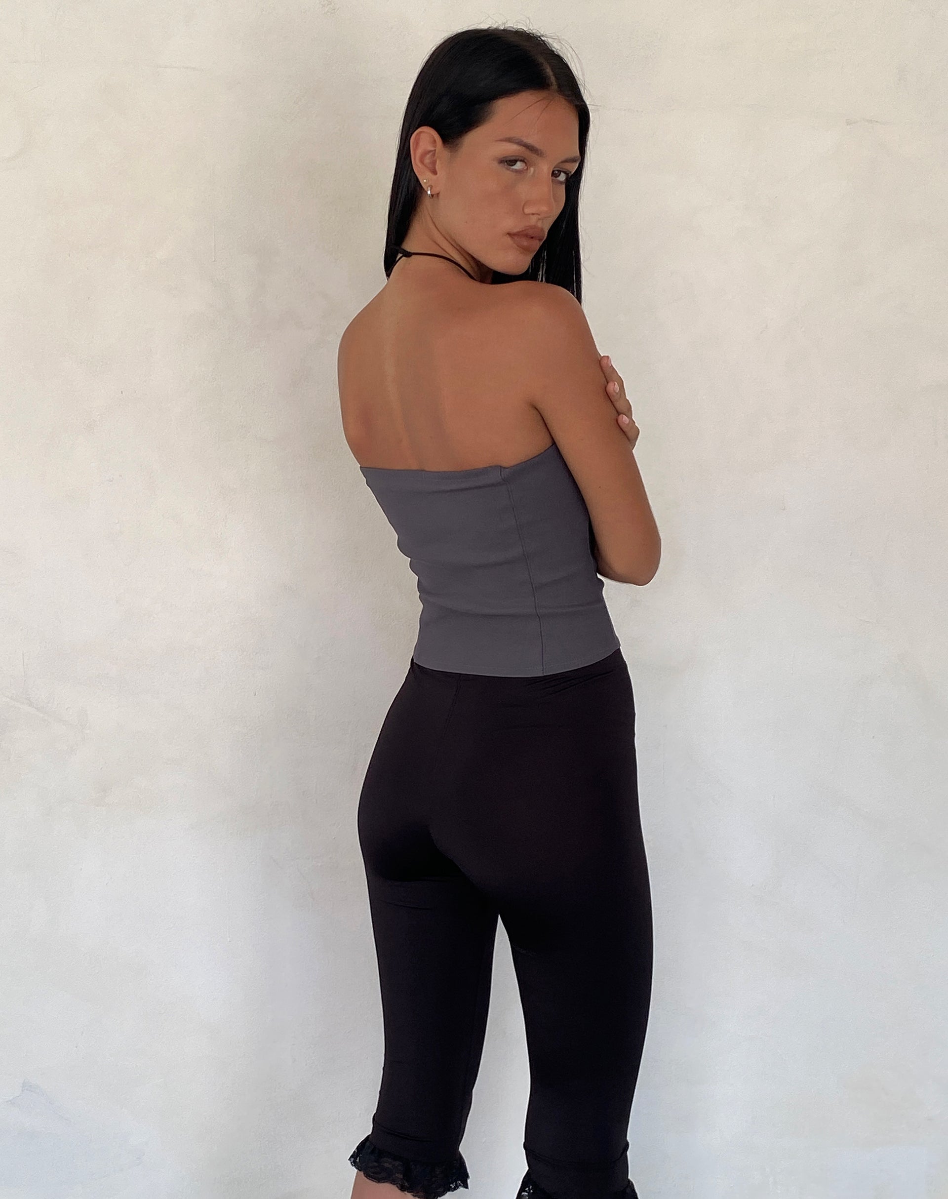 Imagen de Novita Bandeau con detalle de lazo en sastrería Gris marengo