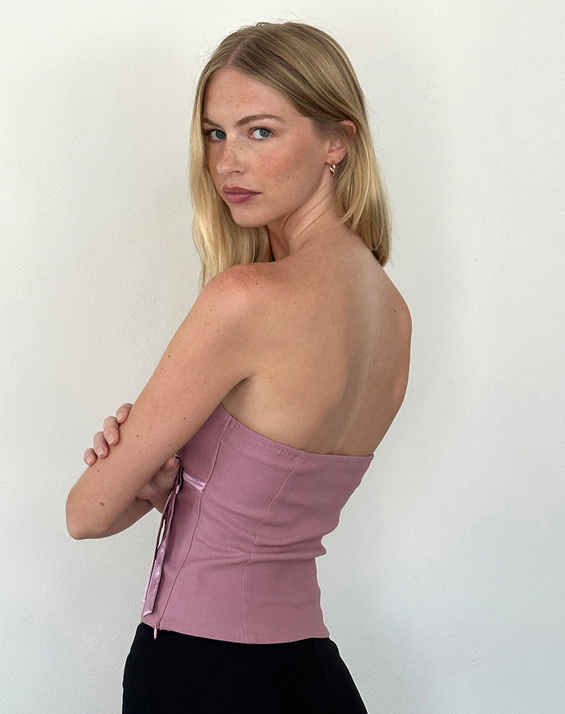 Imagen de Novita Top bandeau con detalle de lazo en sastrería Rosa oscuro