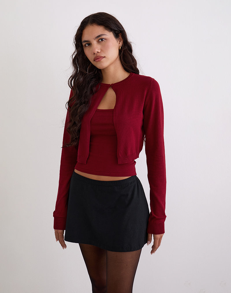 Imagen de Ziva Knit Cami Vest Top en Borgoña